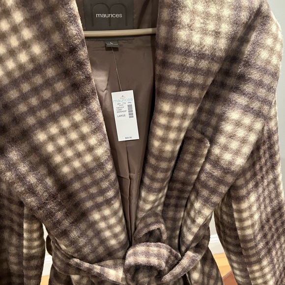 NWT: Maurice’s Large Plaid Wrap Coat - Picture 1 of 9